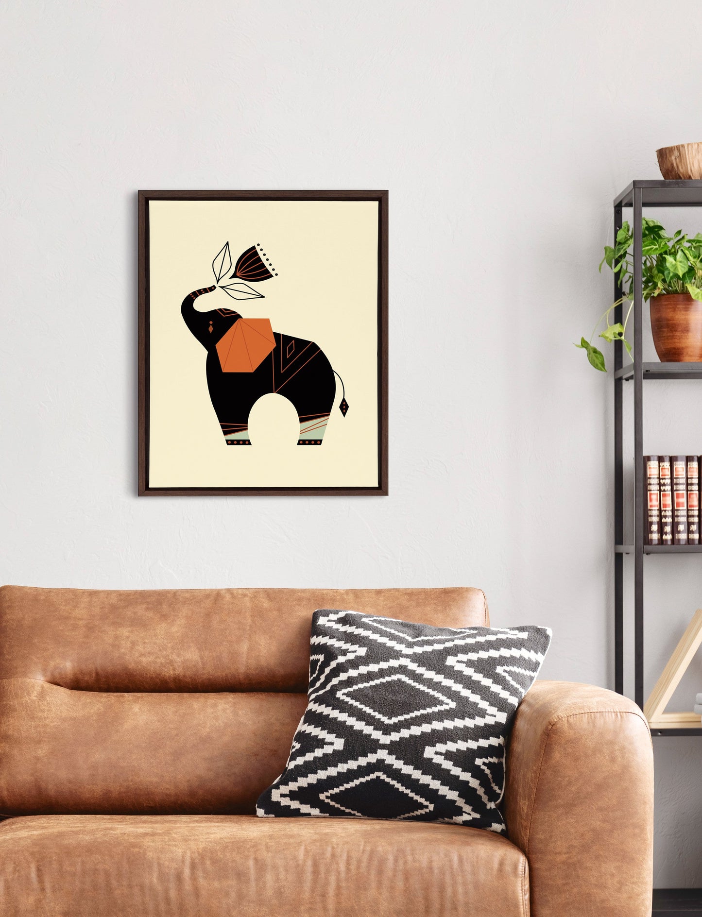 Modern Elephant Framed Canvas Wall Art