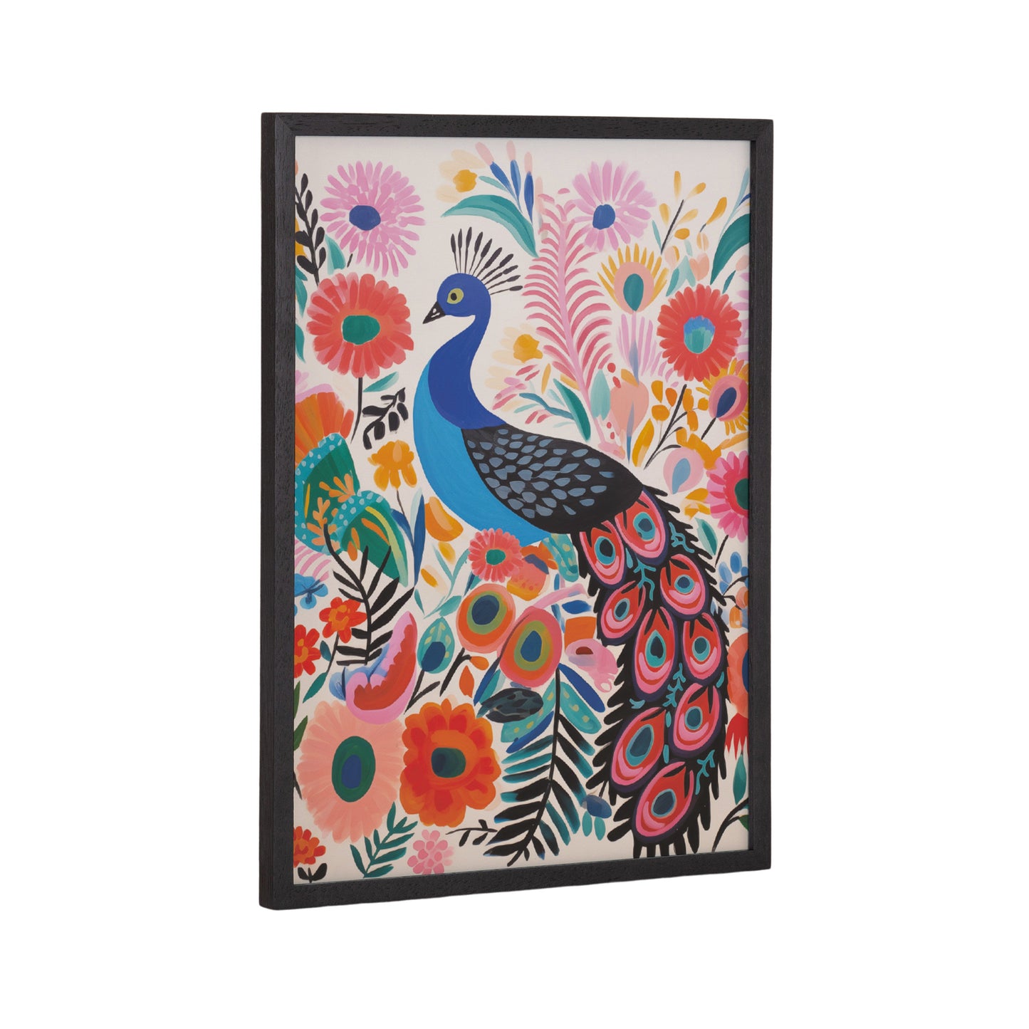 Boho Peacock and Botanicals Framed Wall Art