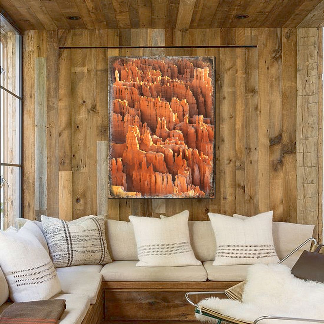 Rocky Mountain Side Wooden Wall Art - Layered Birch Landscape