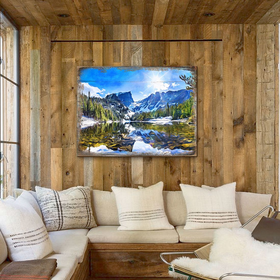 Forest Mountains Wooden Wall Art - Layered Birch Landscape