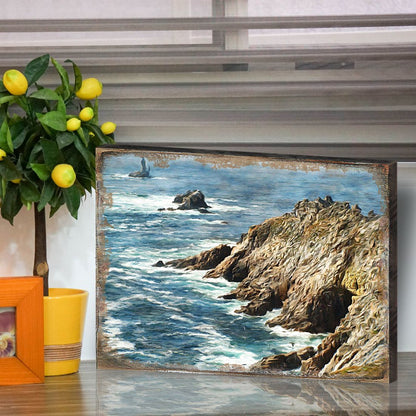 Ocean Cliff Wood Wall Art - Coastal Seascape Decor