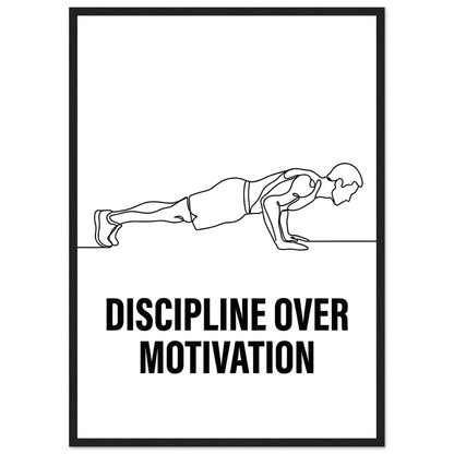 Discipline Over Motivation Poster - Framed Minimalist Line Art - A2 (42 x 59.4 cm) - Black frame / Ready-to-hang - Sparkycare