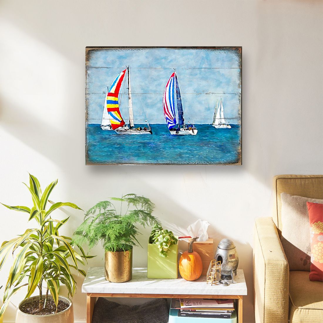 Sailboats Wood Wall Art - Coastal Nautical Decor