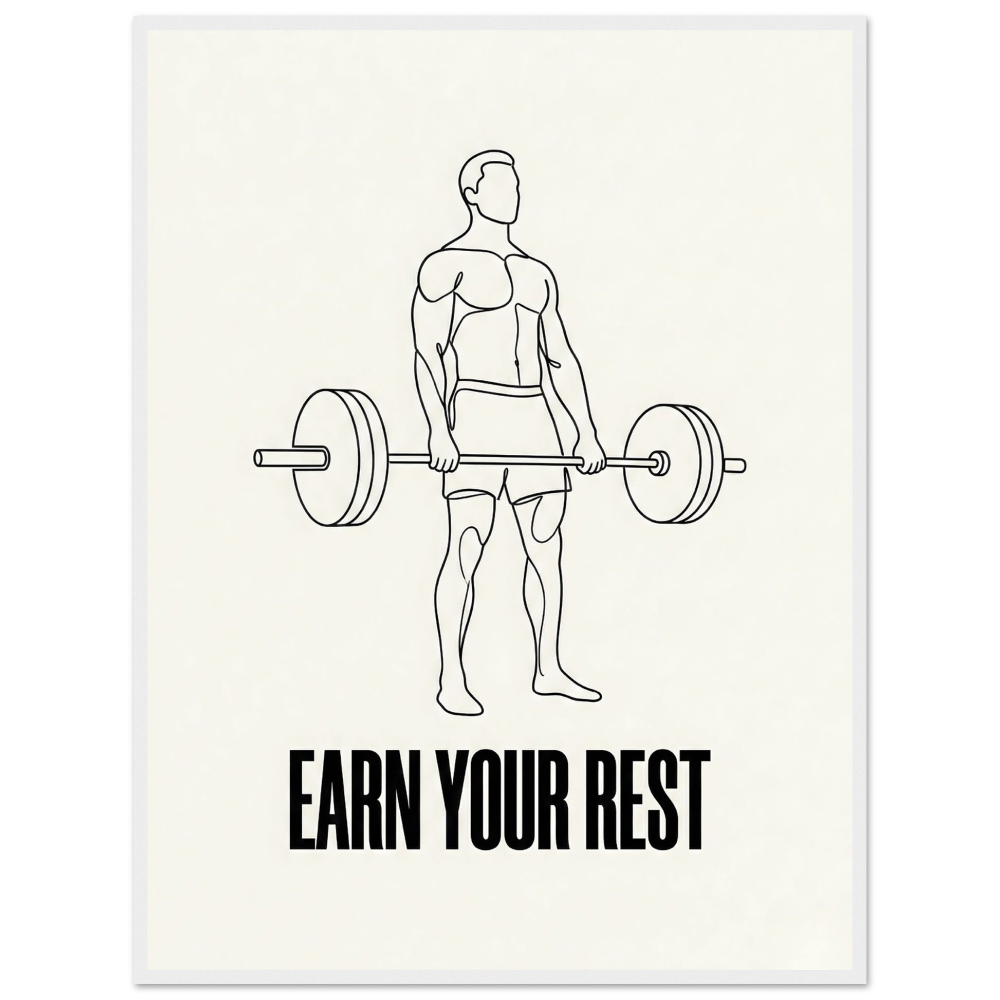 Earn Your Rest — Minimalist Deadlift Gym Poster - 13x18 cm / 5x7″ - White frame / Ready-to-hang - Sparkycare
