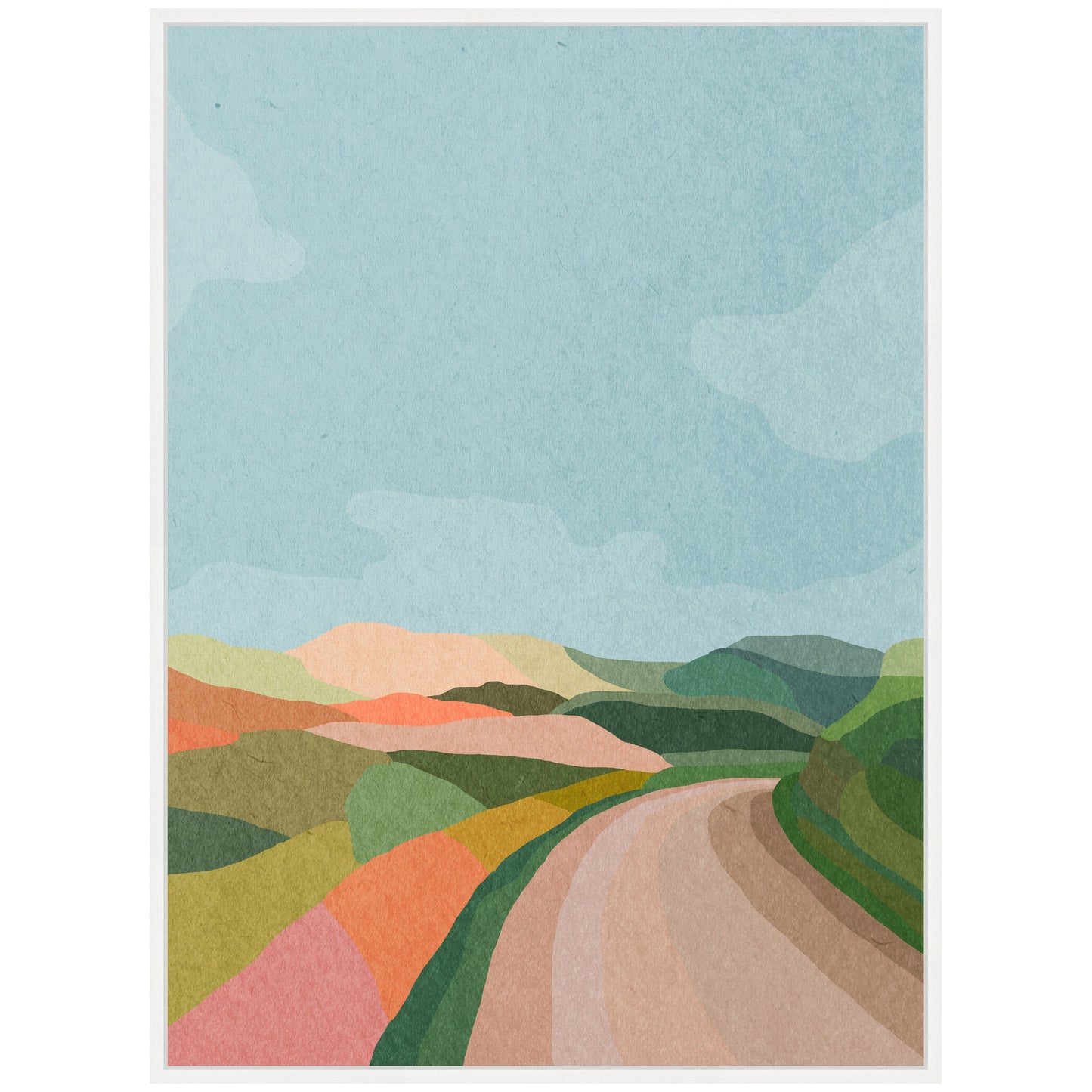 Winding Country Lane Framed Canvas Wall Art