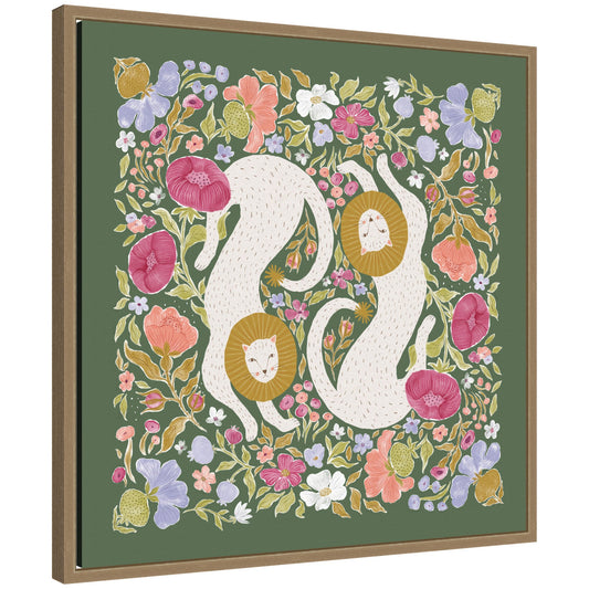 Lions Menagerie whimsical framed canvas wall art