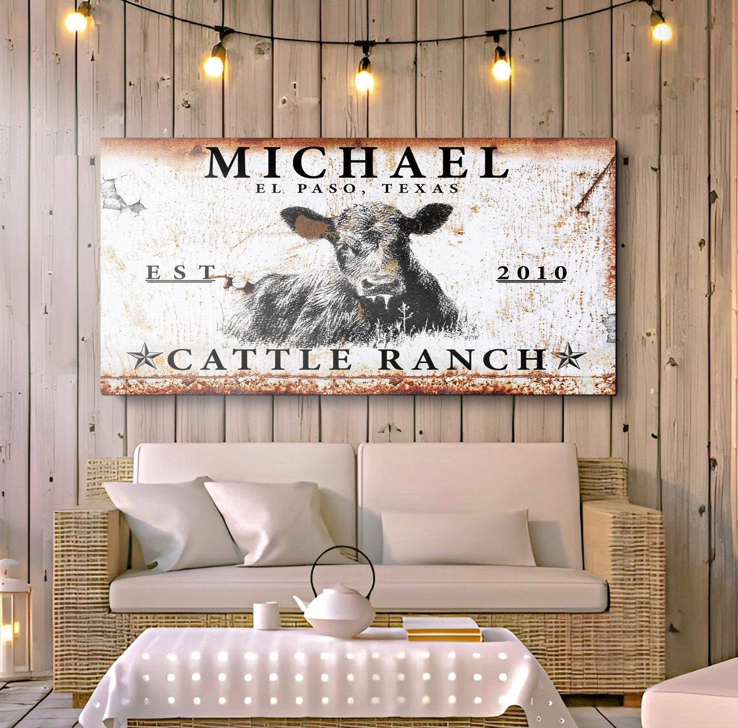 Cattle Ranch Sign Personalized Canvas Wall Art