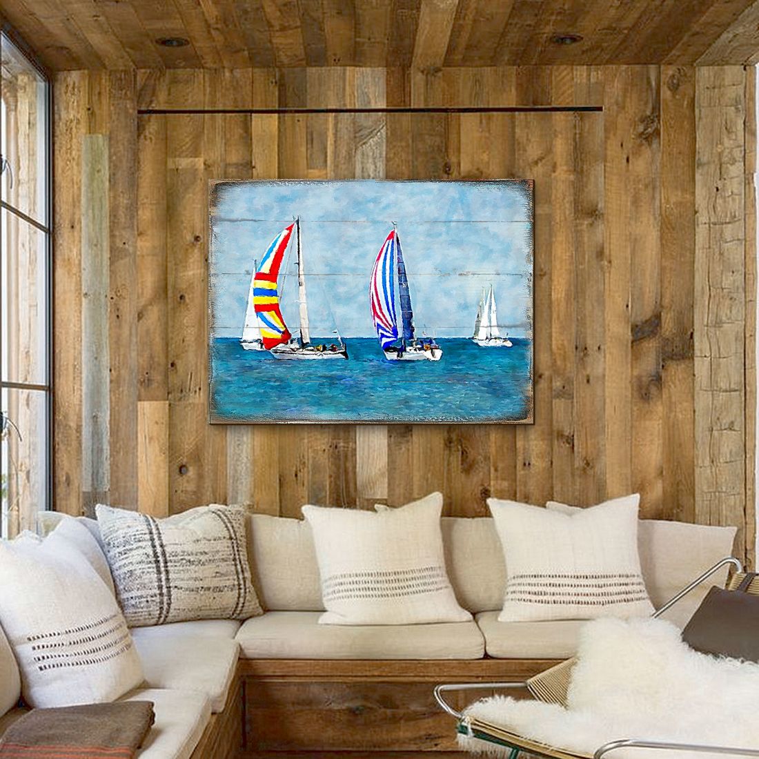 Sailboats Wood Wall Art - Coastal Nautical Decor