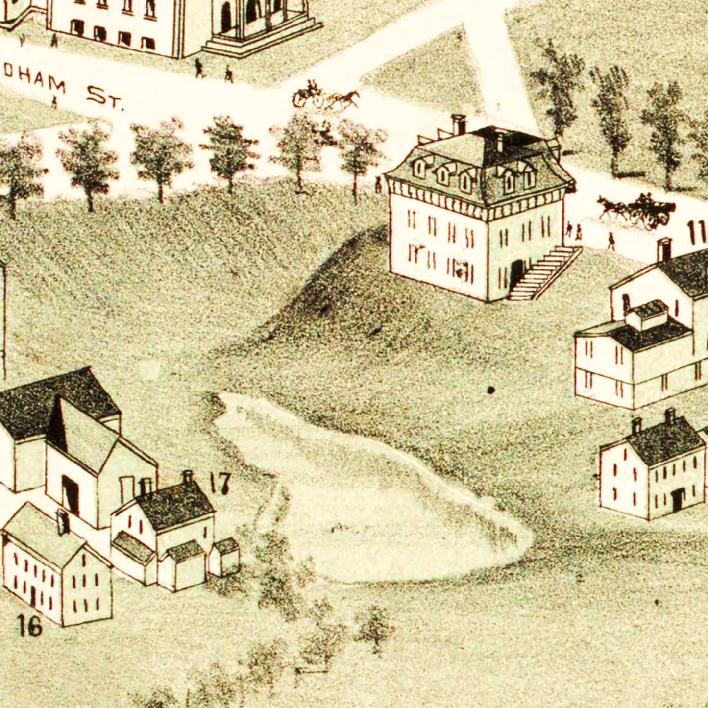 Vintage Map of Wrentham, Massachusetts, 1888