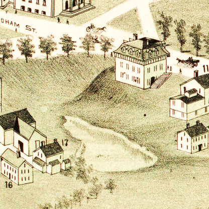Vintage Map of Wrentham, Massachusetts, 1888