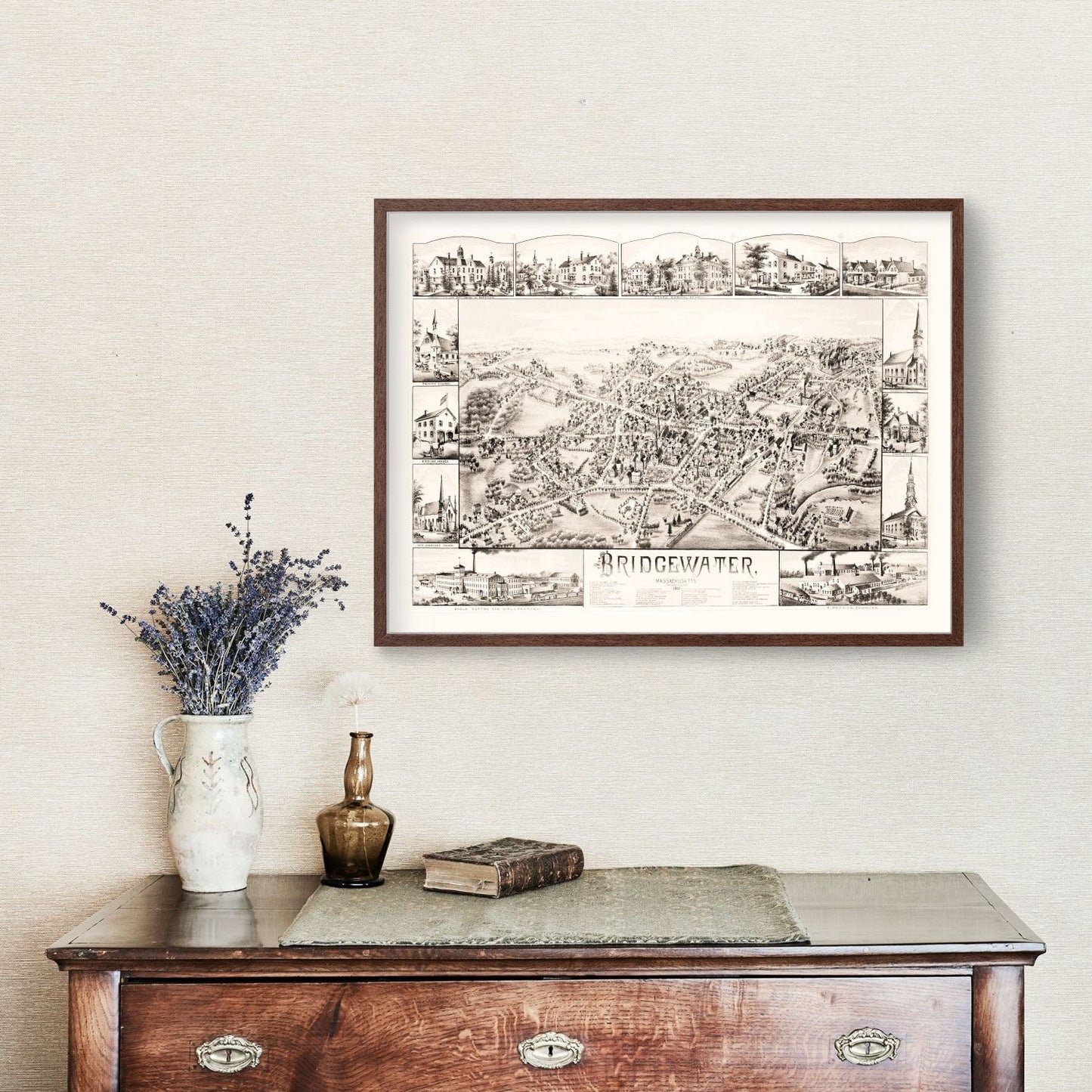 Vintage Map of Bridgewater, Massachusetts, 1887