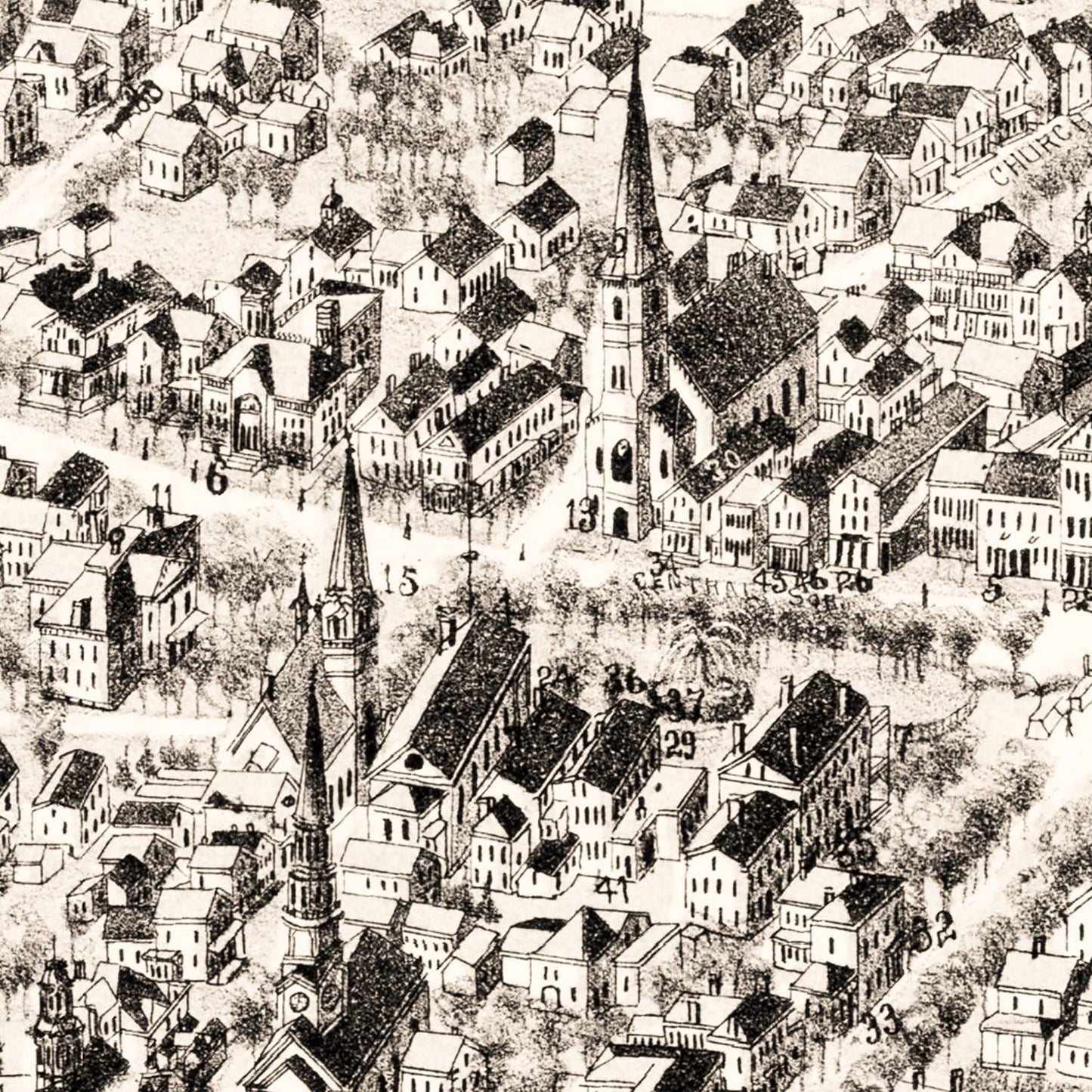 Vintage Map of Bridgewater, Massachusetts, 1887