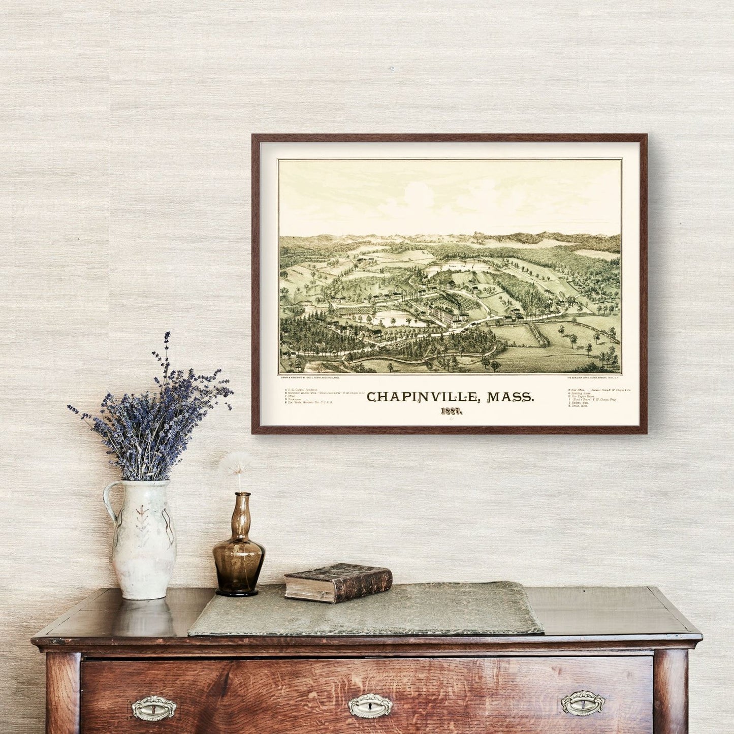 Vintage Map of Chapinville, Massachusetts, 1887 Wall Art