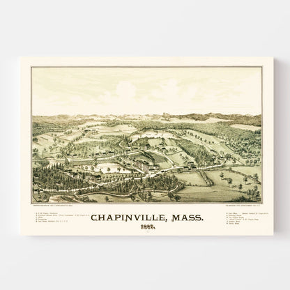 Vintage Map of Chapinville, Massachusetts, 1887 Wall Art