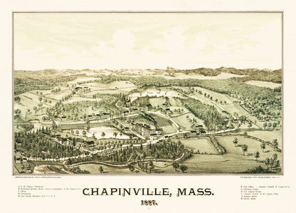 Vintage Map of Chapinville, Massachusetts, 1887 Wall Art