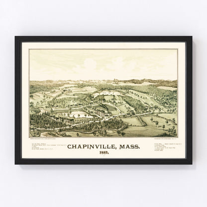 Vintage map of Chapinville, Massachusetts, 1887, digitally restored antique cartographic print