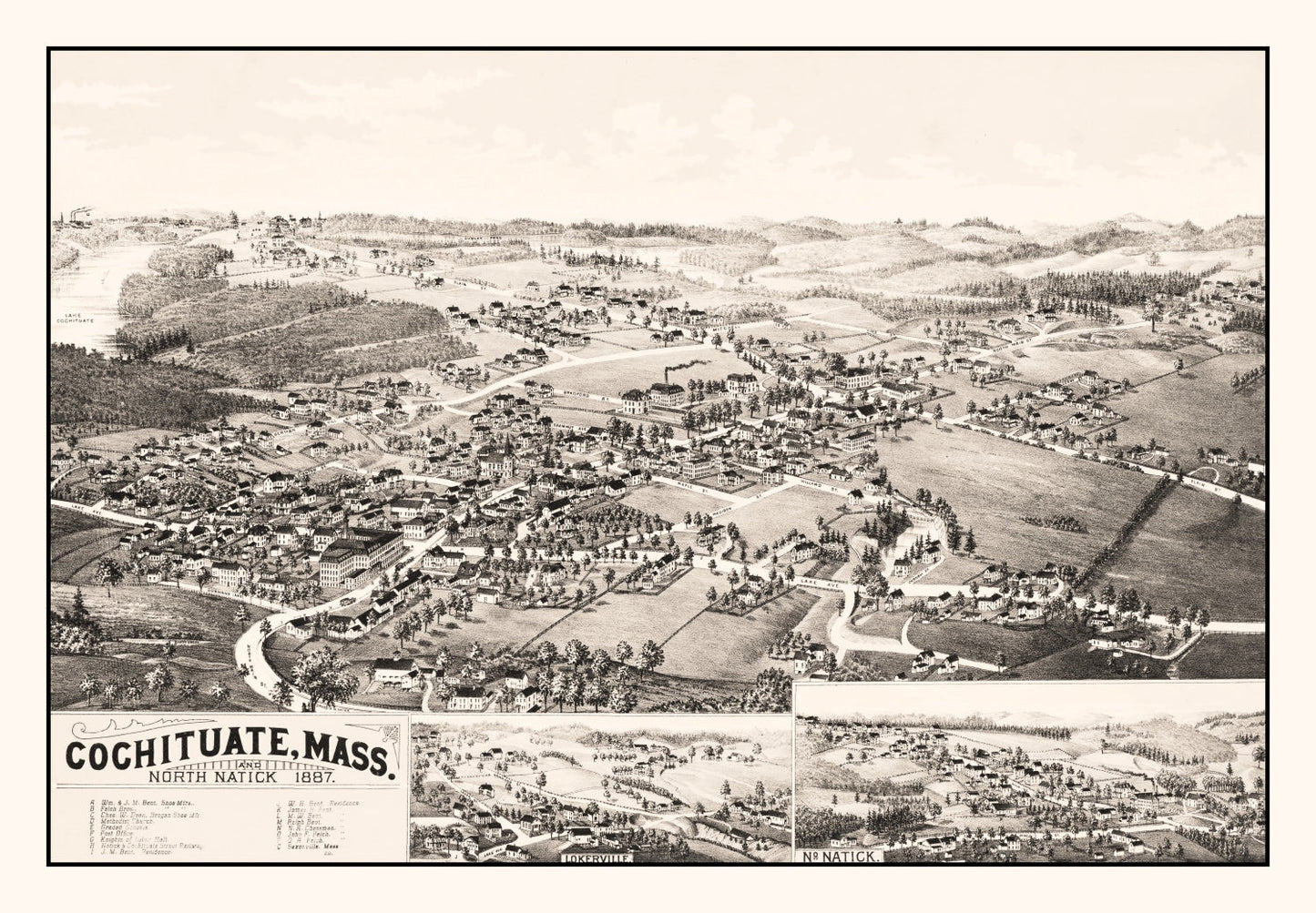 Vintage Map of Cochituate, Massachusetts, 1887
