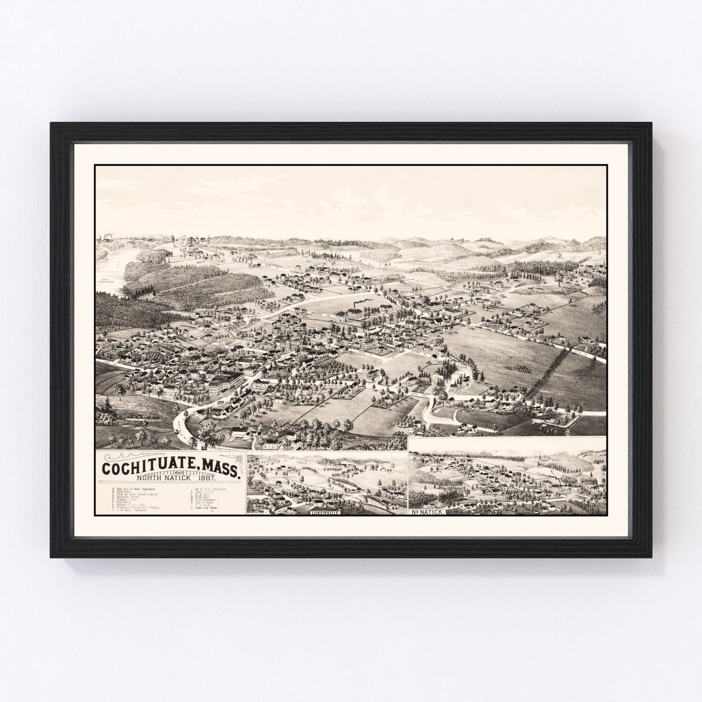 Vintage map of Cochituate, Massachusetts, 1887