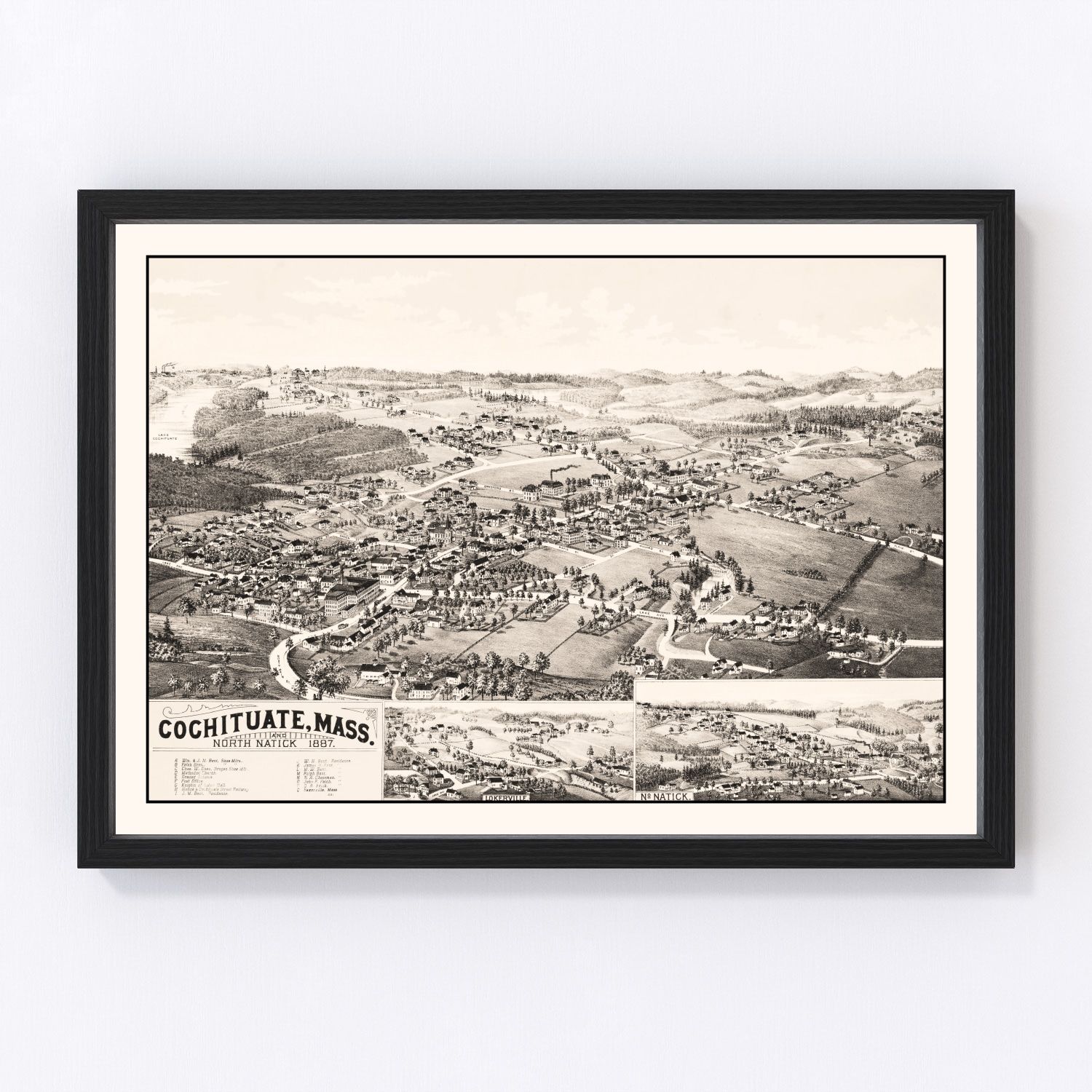 Vintage map of Cochituate, Massachusetts, 1887