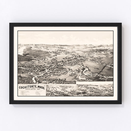 Vintage map of Cochituate, Massachusetts, 1887