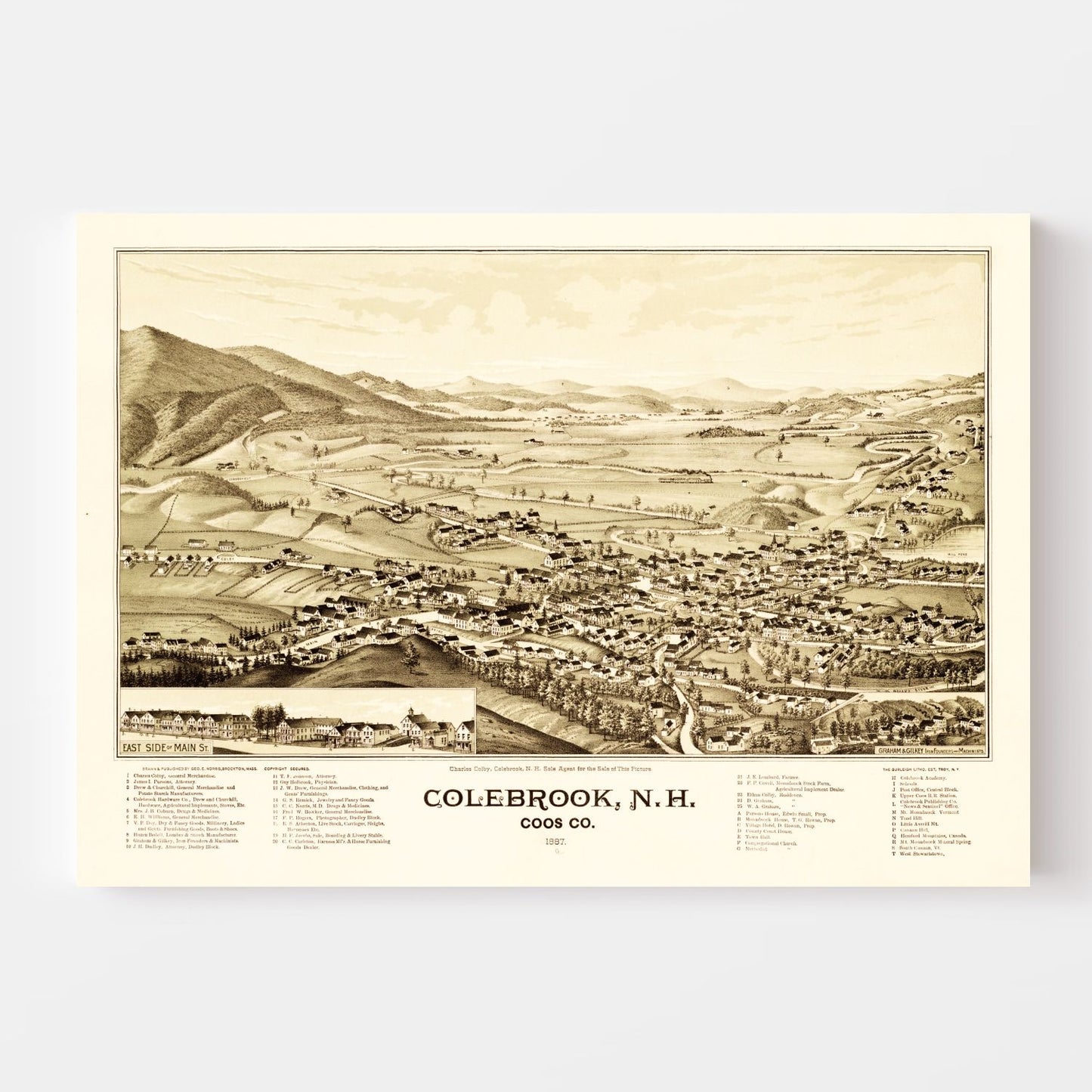 Vintage Map of Colebrook, New Hampshire, 1887