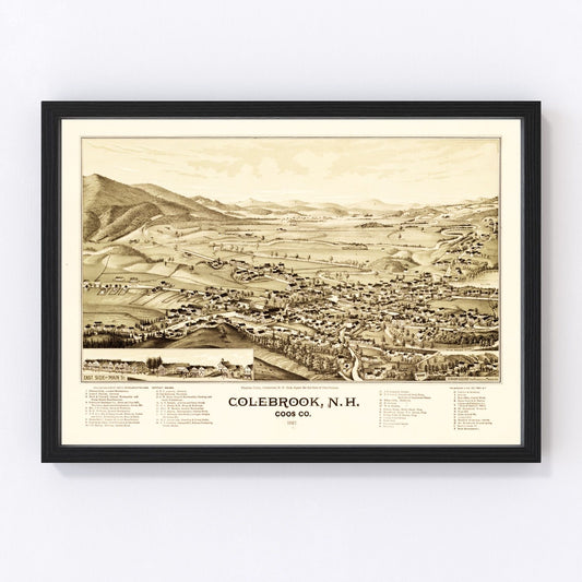 vintage map of Colebrook, New Hampshire, 1887
