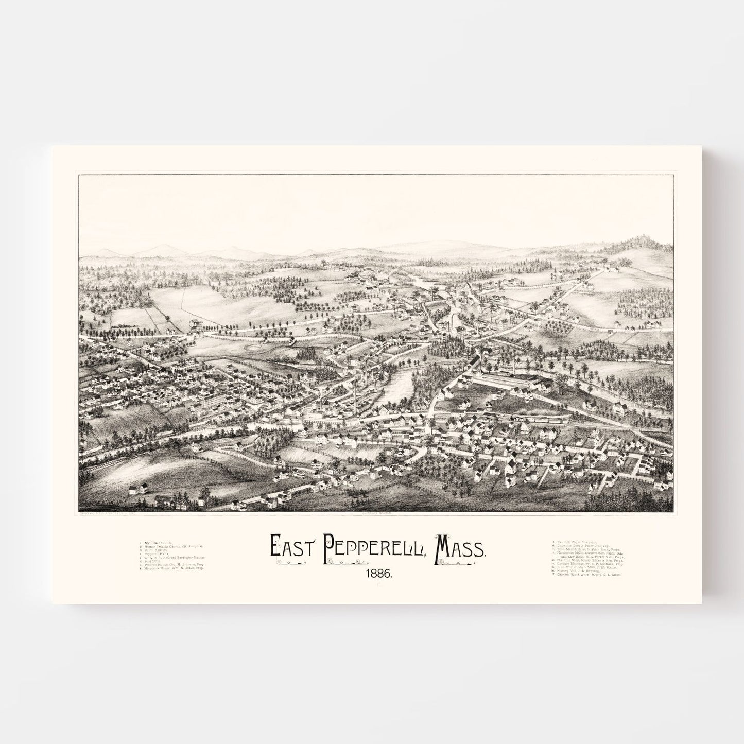 Vintage Map of East Pepperell, Massachusetts, 1886