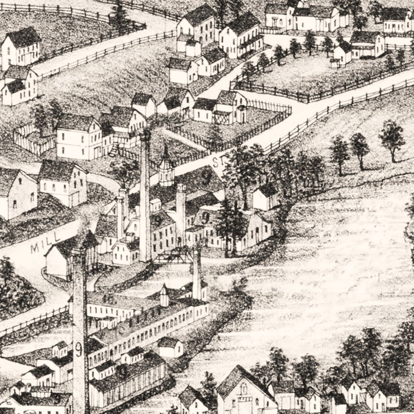 Vintage Map of East Pepperell, Massachusetts, 1886