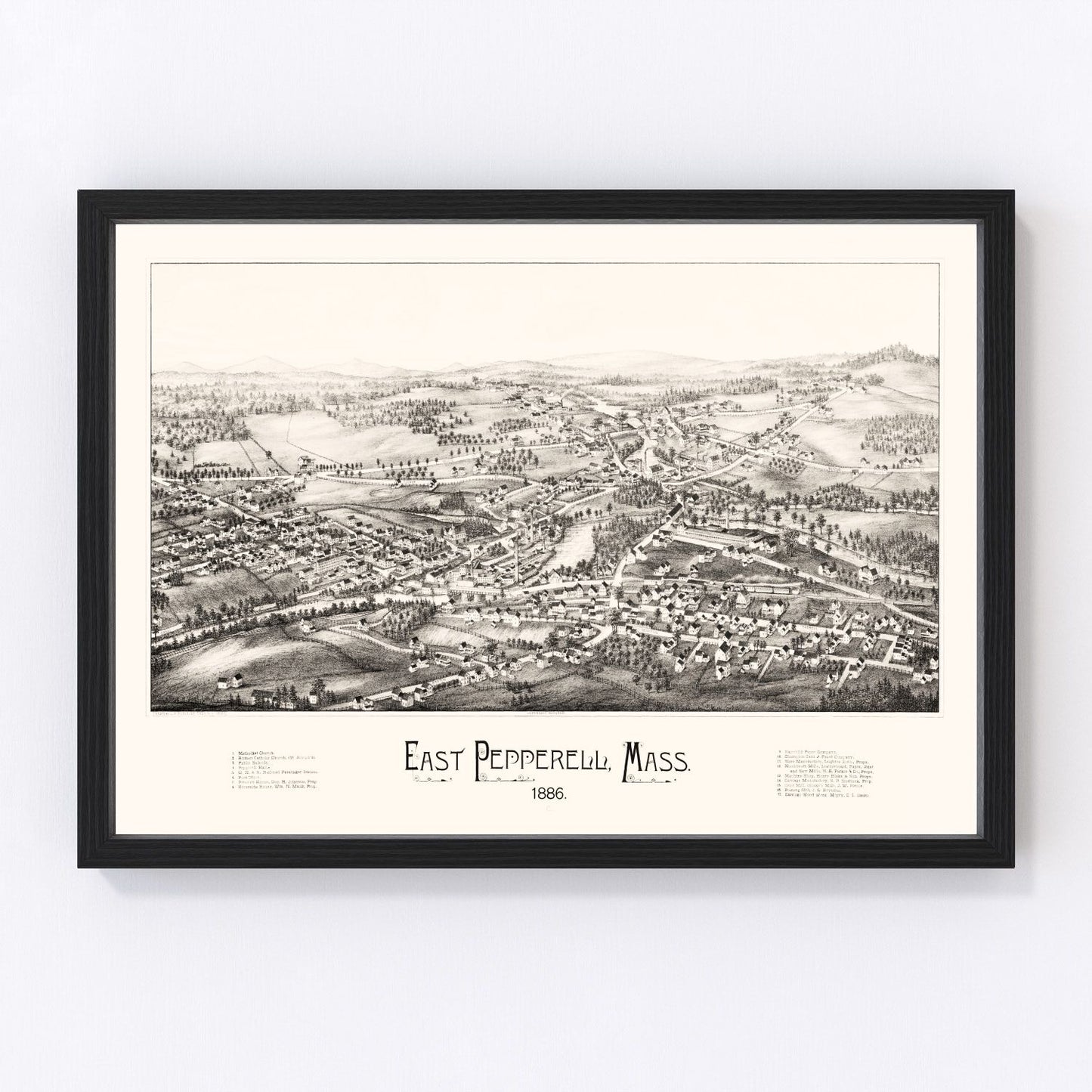 Vintage map of East Pepperell, Massachusetts, 1886