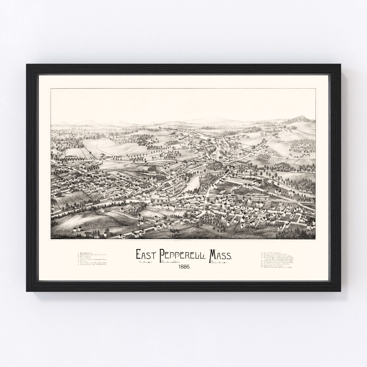 Vintage map of East Pepperell, Massachusetts, 1886