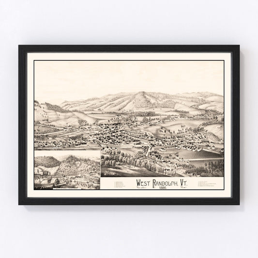 Vintage map of West Randolph, Vermont, 1886 - Green Mountains restored print