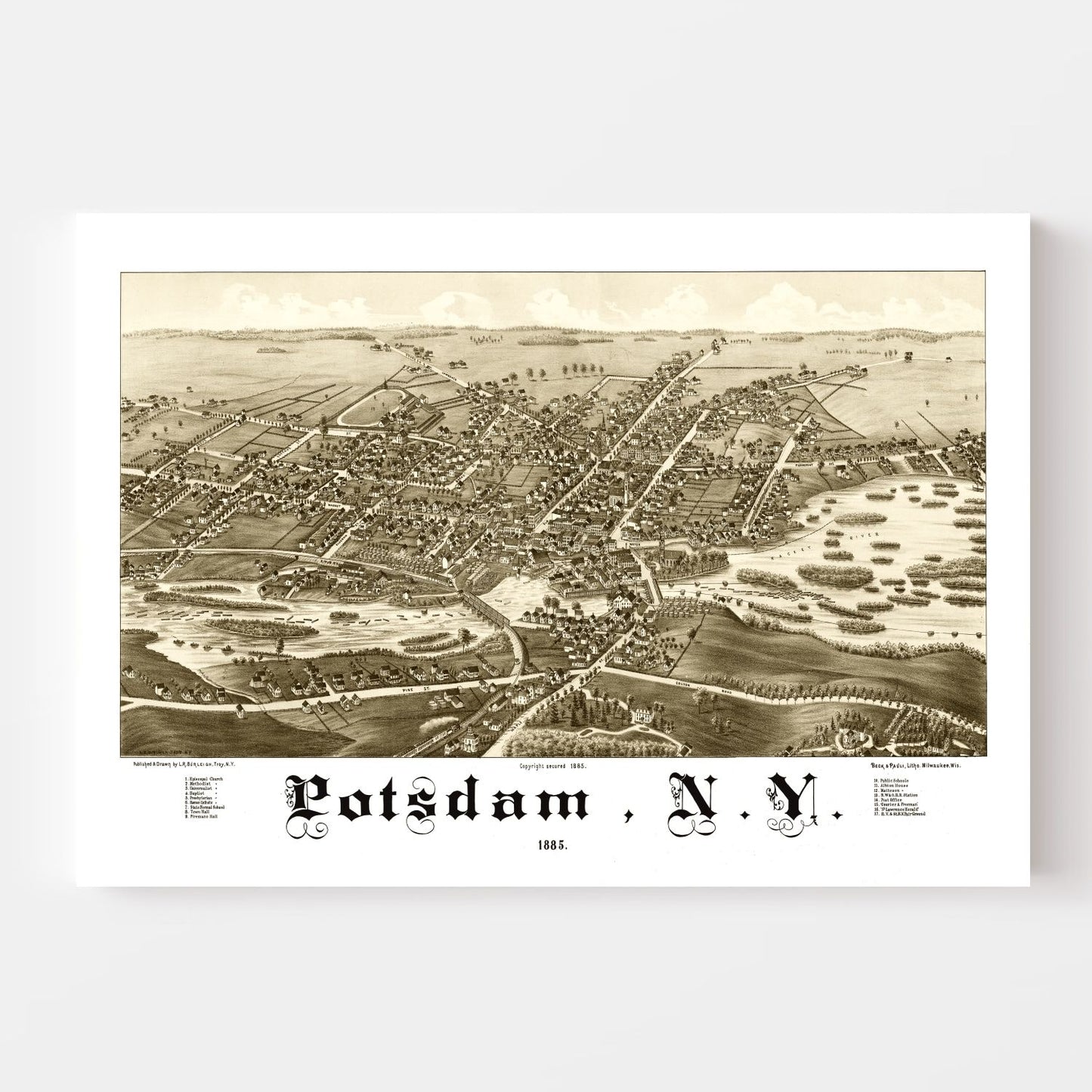 Vintage Map of Potsdam, New York, 1885