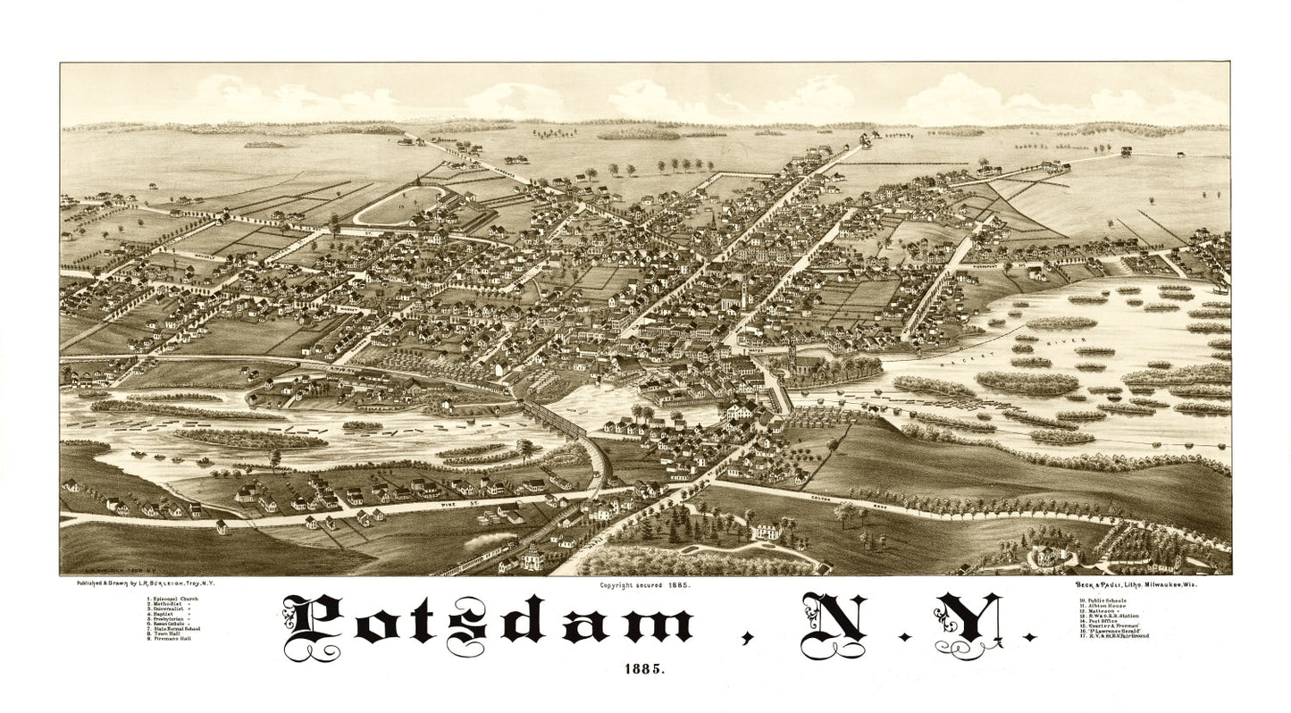 Vintage Map of Potsdam, New York, 1885