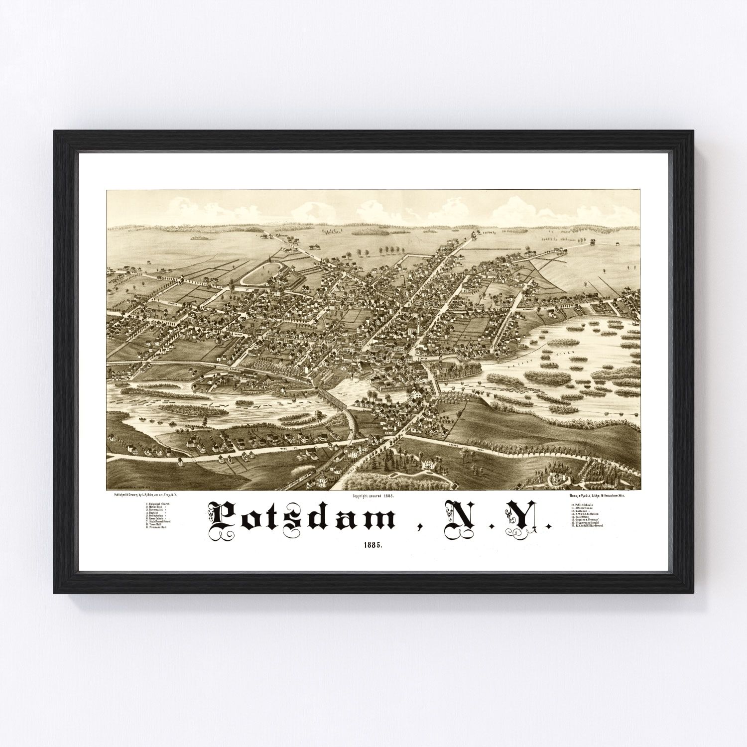 Vintage map of Potsdam, New York, 1885