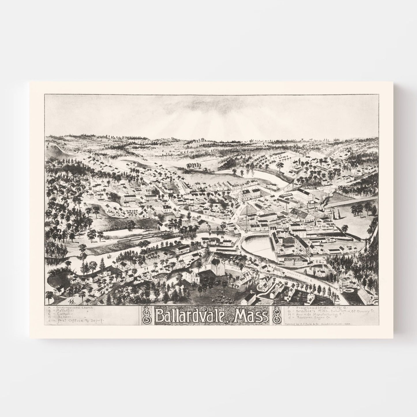Vintage Map of Ballardvale, Massachusetts, 1885