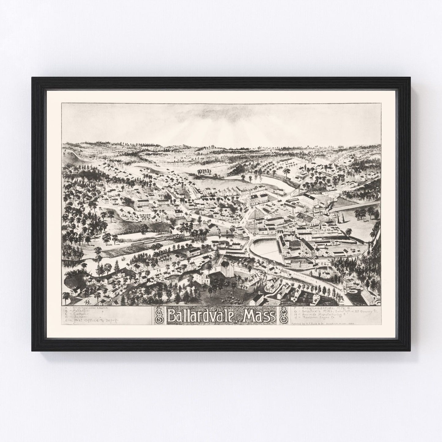 Vintage map of Ballardvale, Massachusetts, 1885