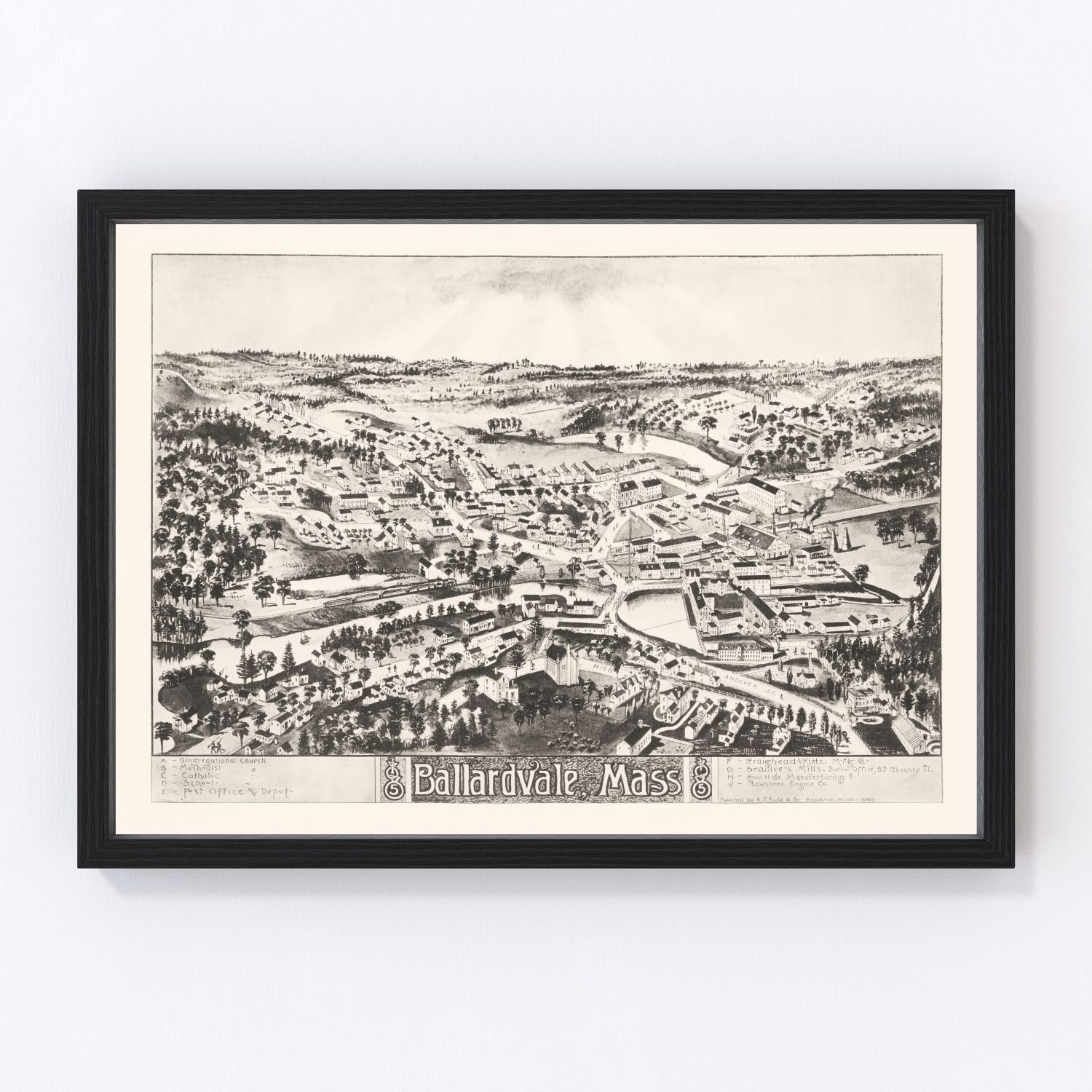 Vintage map of Ballardvale, Massachusetts, 1885