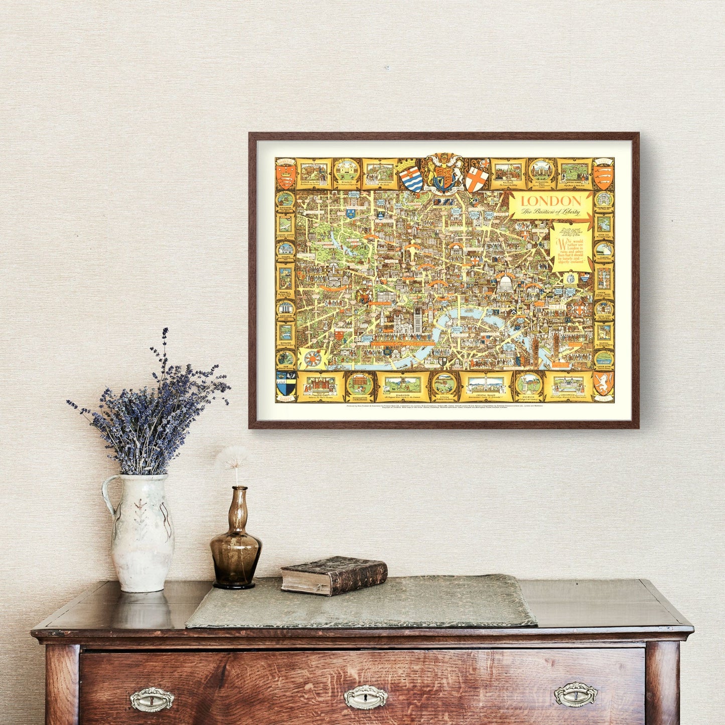 Vintage Map of London, England, 1951