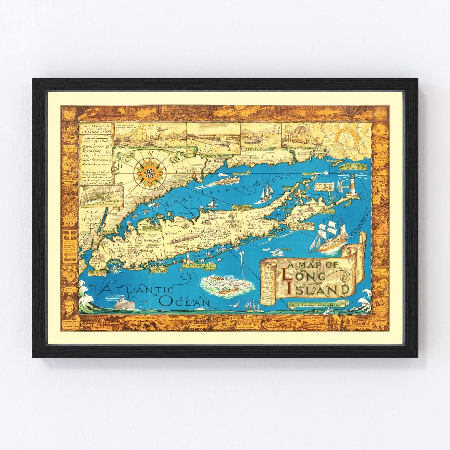 Vintage map of Long Island, New York, 1933