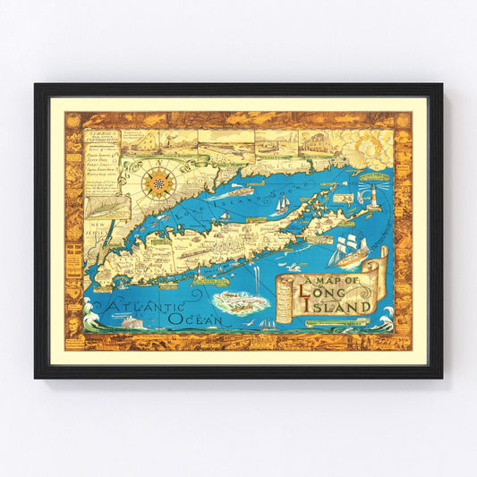 Vintage map of Long Island, New York, 1933