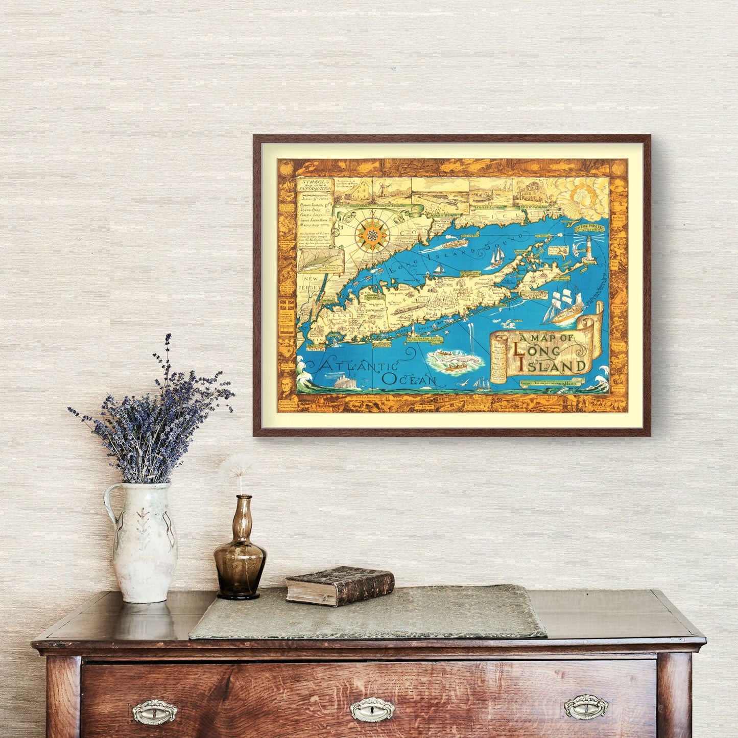 Vintage Map of Long Island, New York, 1933