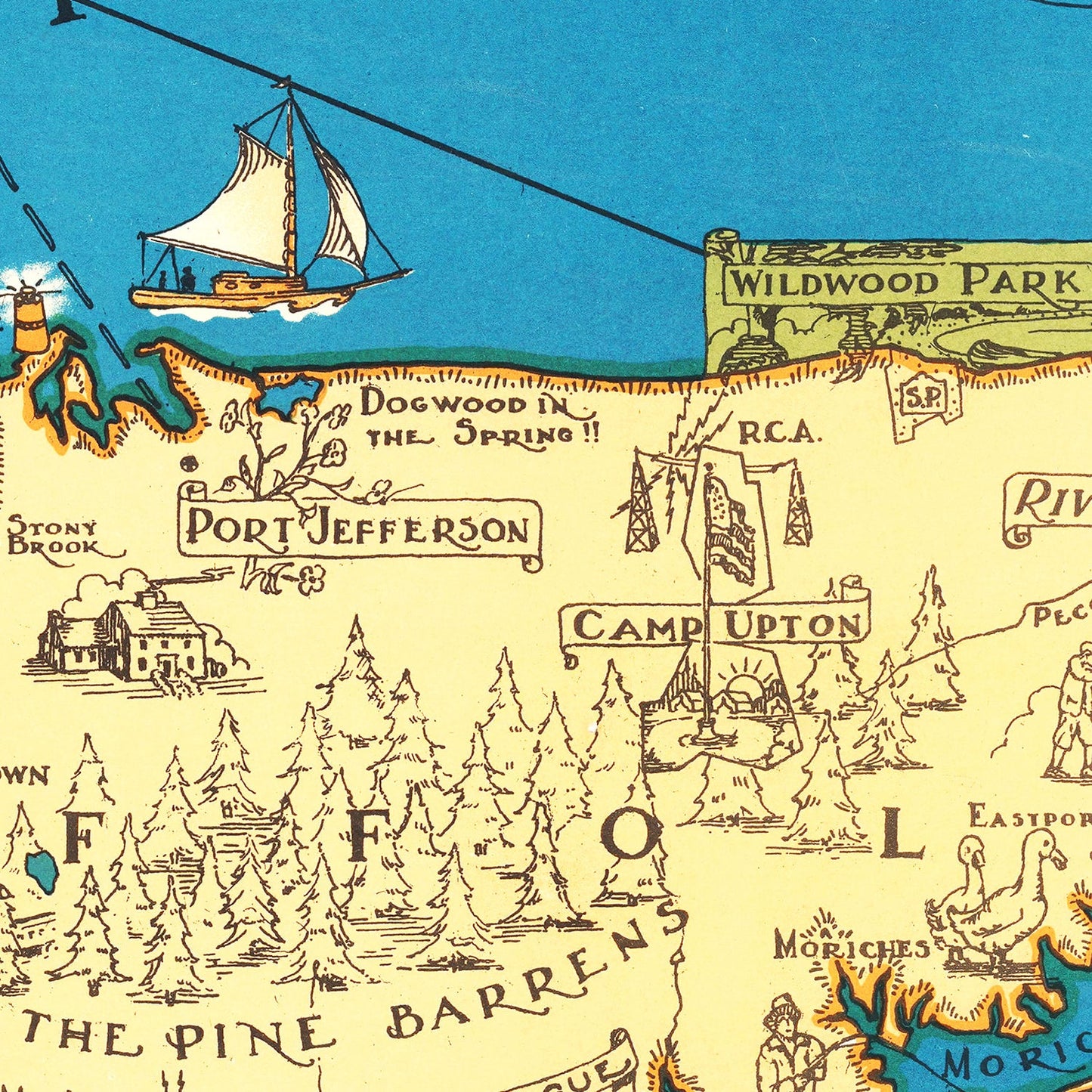 Vintage Map of Long Island, New York, 1933