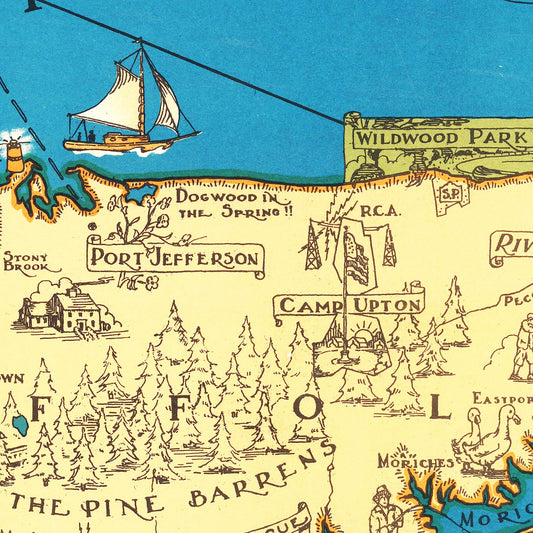 Vintage Map of Long Island, New York, 1933