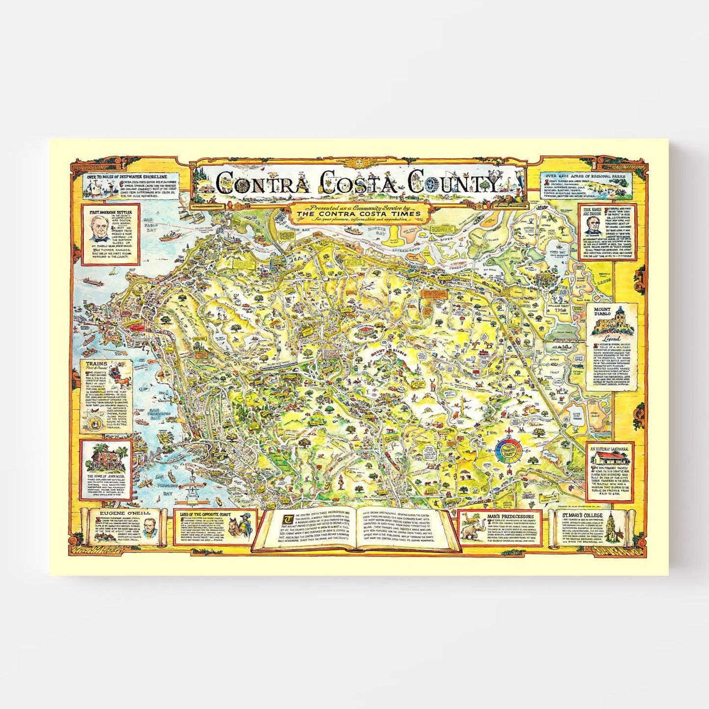 Vintage Map of Contra Costa County, California, 1981