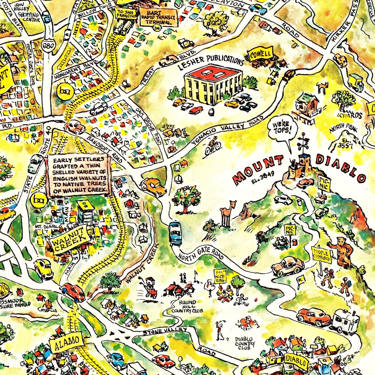 Vintage Map of Contra Costa County, California, 1981