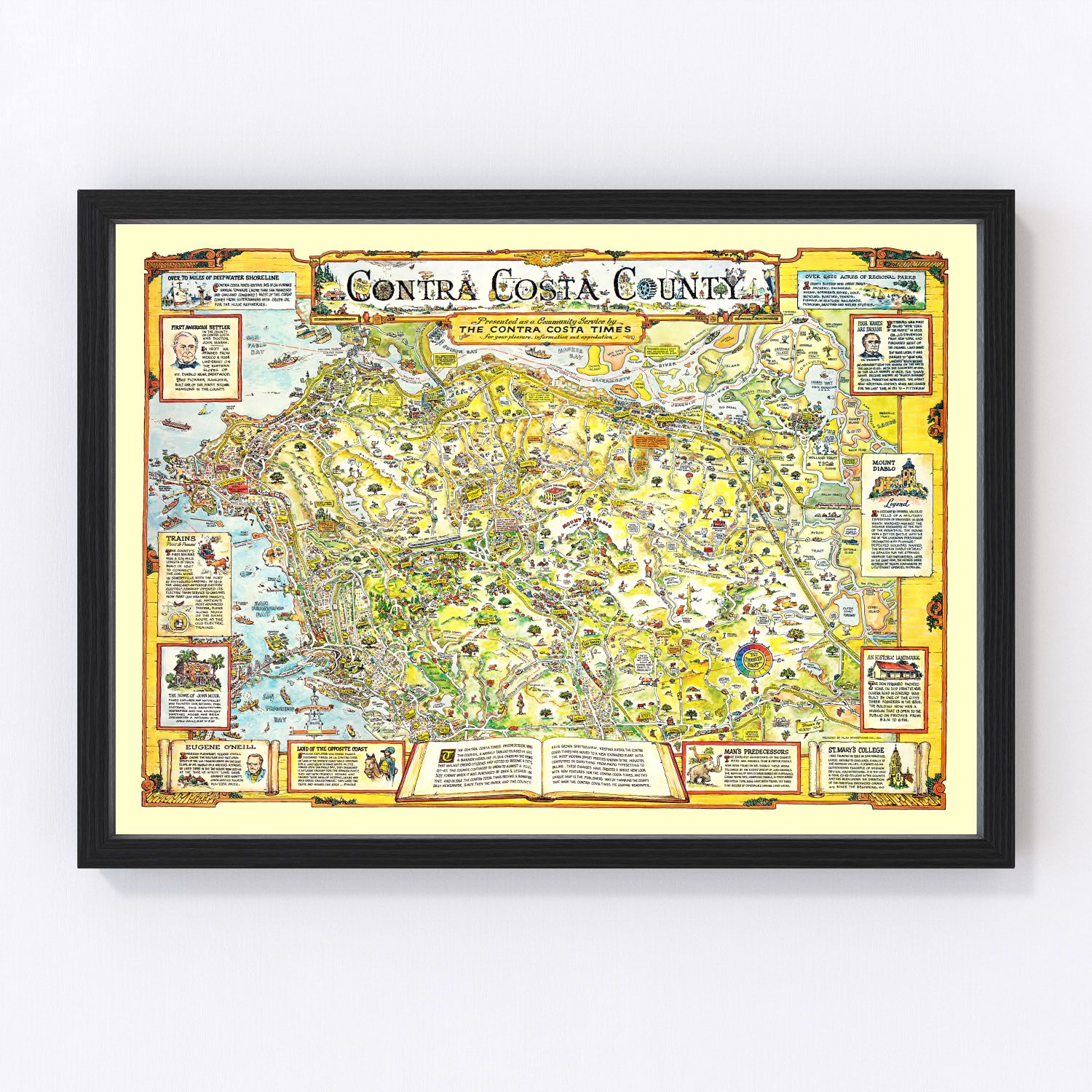 Vintage map of Contra Costa County, California, 1981