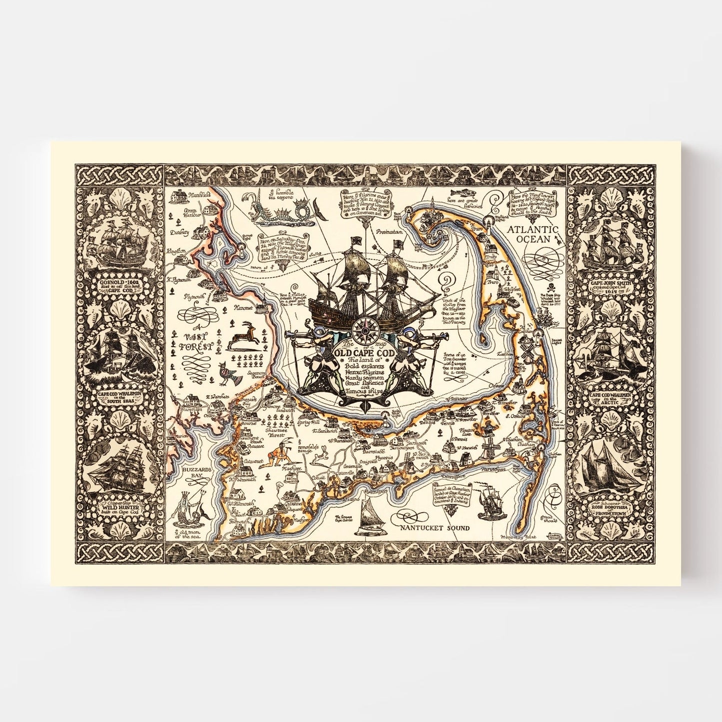 Vintage Map of Cape Cod, Massachusetts, 1930