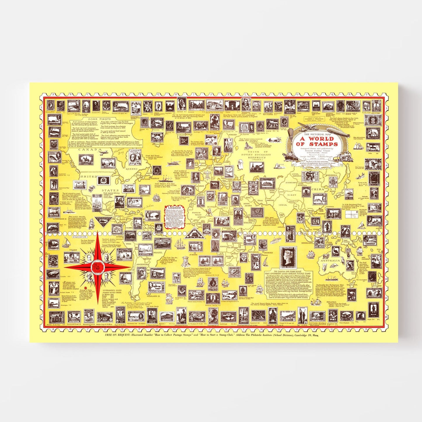 World Map of Stamps, 1947 Wall Art