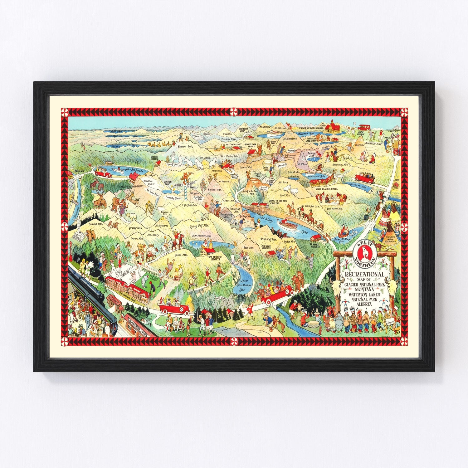 Vintage map of Glacier National Park, Montana, 1925