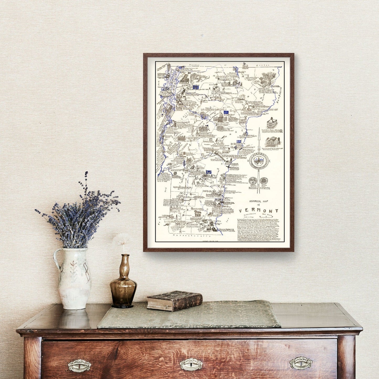 Vintage Map of Vermont, 1934